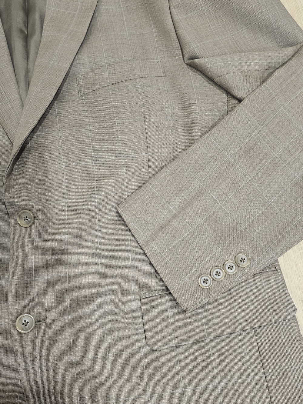 Maxwell’s Custom Tailored Brown Windowpane Blazer Wool Sport Coat 46R Classic - Picture 5 of 13
